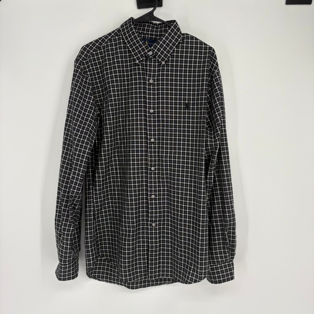 Ralph Lauren Men's Slim Fit Black White Check Button Down Shirt Little Pony